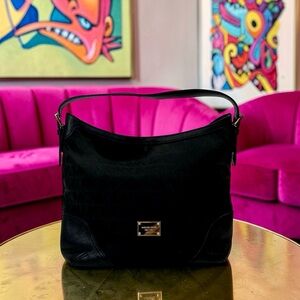 Michael Kors Millbrook Hobo Tote in Black Signature Canvas & Leather